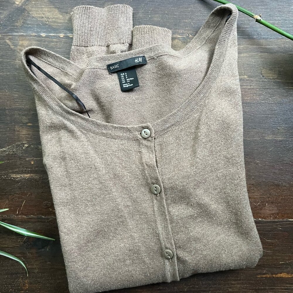 H&M Basics Beige/Tan Button Down Cardigan